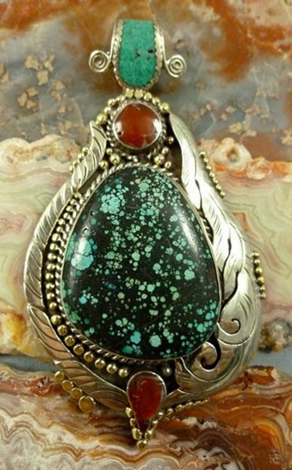 Tibetan Silver Turquoise Donkey Pendant
