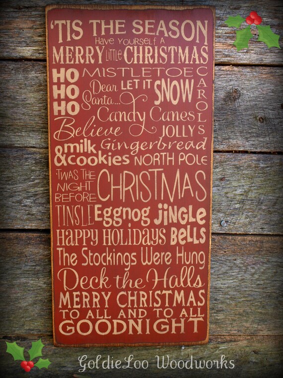 Tis The Season Christmas Wood Wall Sign by GoldieLooWoodworks