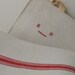 French Vintage Linen Cloth with Multiple Red Stripe and Monogram