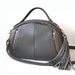 Gray Leather Handbag - OPELLE Baby Botanist Bag - soft Pebbled Leather purse in Smoke