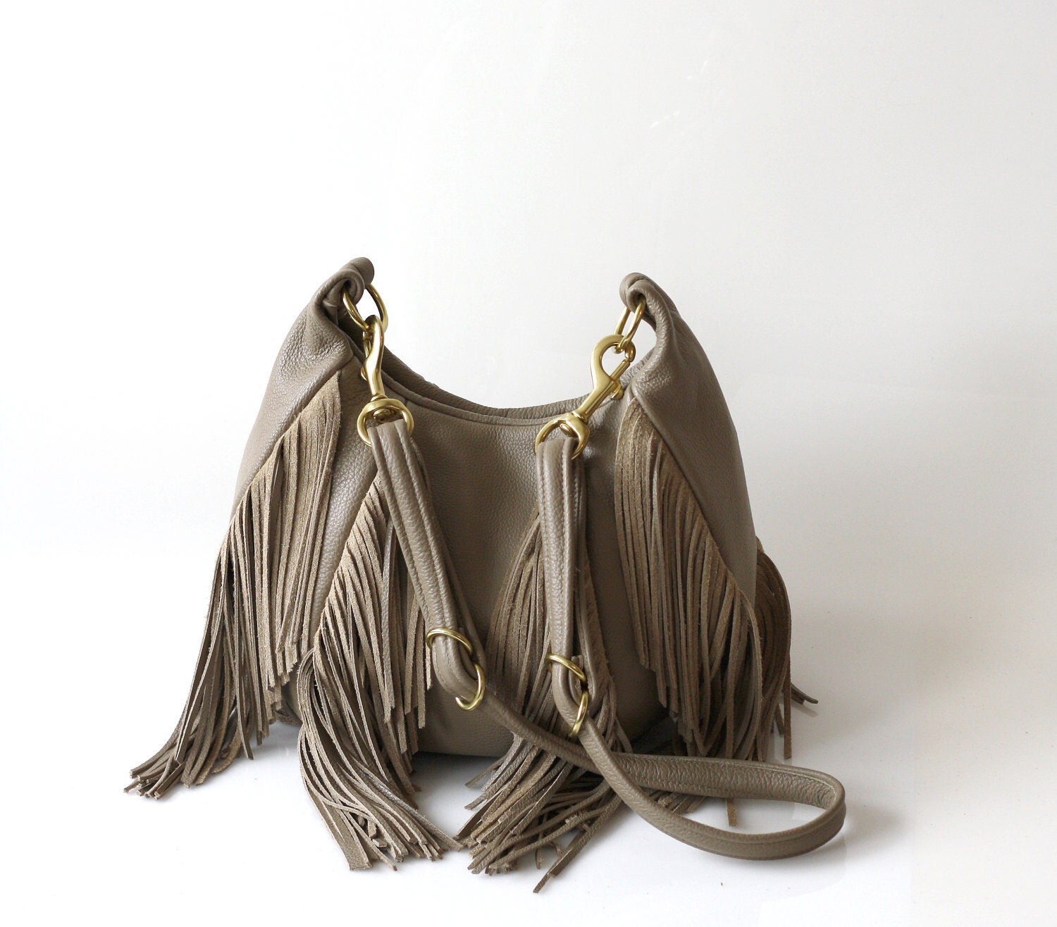 Fringe Leather Bag OPELLE Nautilus Bag Soft Pebbled