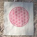 Large Flower of Life Patch - Red on Green-Grey Canvas