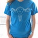 Uterus TShirt, White on Turqoiuse Blue, Medium Fitted Shirt - green pro choice baby reproductive family punk child personal political