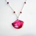 Reserved for Paula Pink Sardonyx Agate Fan Pendant Necklace