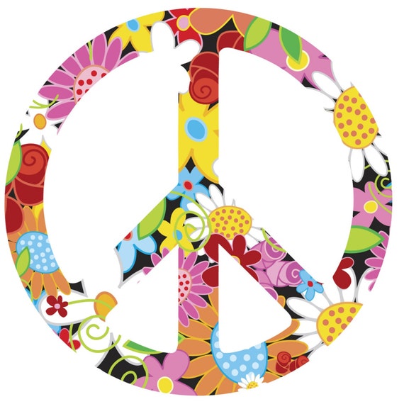 Items Similar To Funky Floral Peace Sign Symbol Vinyl Wall Art Decal On Etsy 