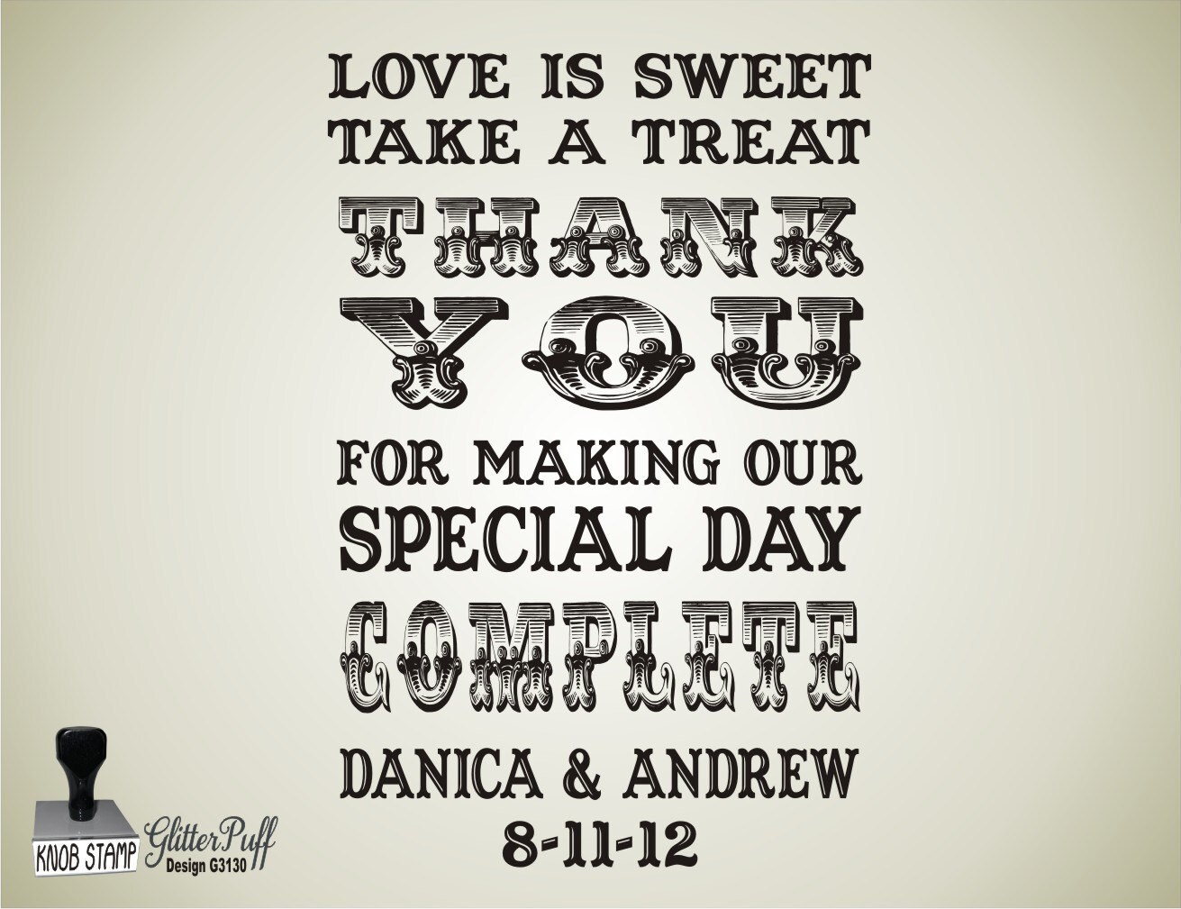 Download Love is SWEET Take a TREAT Wedding Rubber Stamp by GlitterPuff