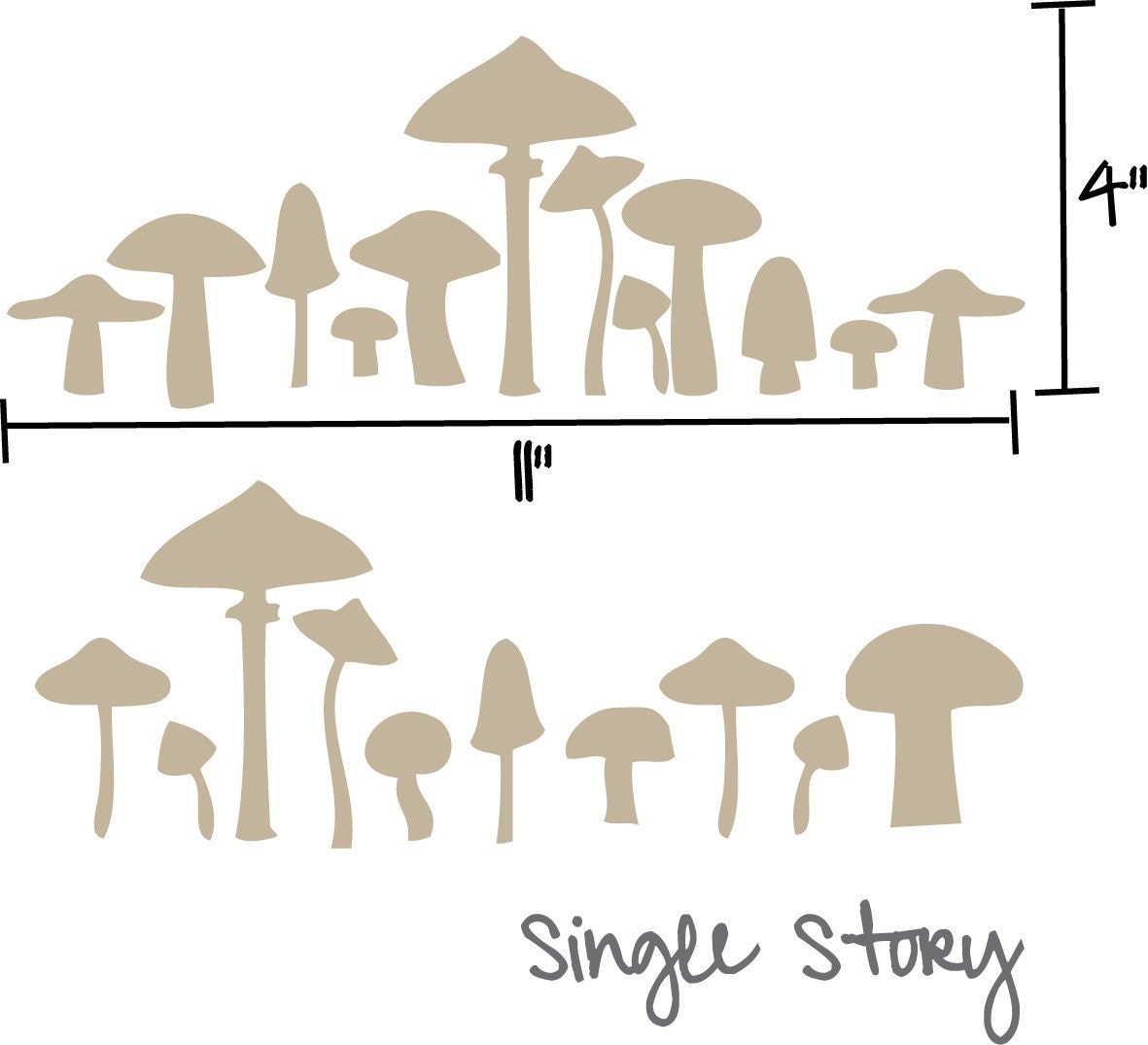 Mushroom vinyl wall decalsSet of 30Choose two colors