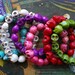 Psychobilly real turquoise skull beads bracelet in green or pink