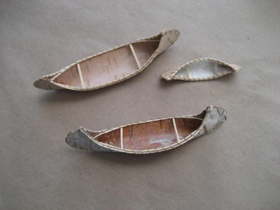 birch bark canoe trio by ackantiques on Etsy