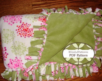 Warm n Cozy One Hour Fleece Blanket PDF Pattern - No Sewing - FREE shipping - by Blissfulpatterns