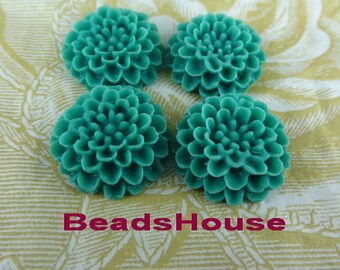 622-182-00-Ca 6pcs Pretty Chrysnthemum Cabochons,Blue Zircon