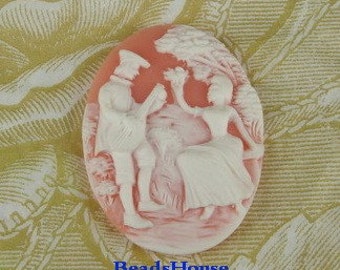 20%off - 106-00-CA 2pcs ( 30 x 40mm) High Quality White on Coral Cameo