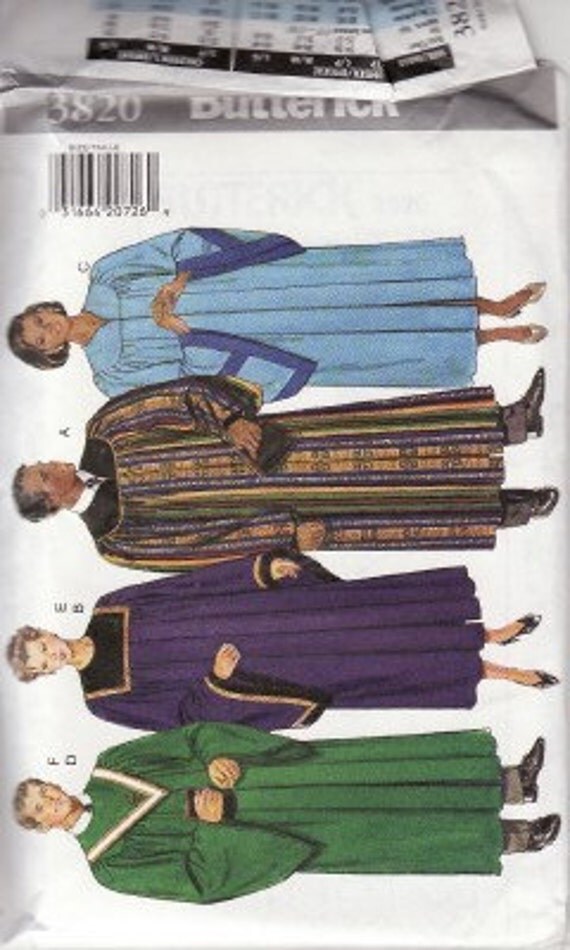 Pattern Butterick 3820 Choir Robes XS S M L XL