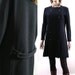1960s 1970s Mini Dress / 60s 70s Coat Dress / Soft BLACK Wool Knit / Size SM
