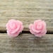 Pink Rosebud Flower Stud Earrings with Surgical Steel Posts - SOPHIES CHOICE