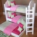 Doll BEDDING for American Girl Doll Triple Bunk Bed 15 Piece Set in Pink and Lime Green NEW Custom Sizes