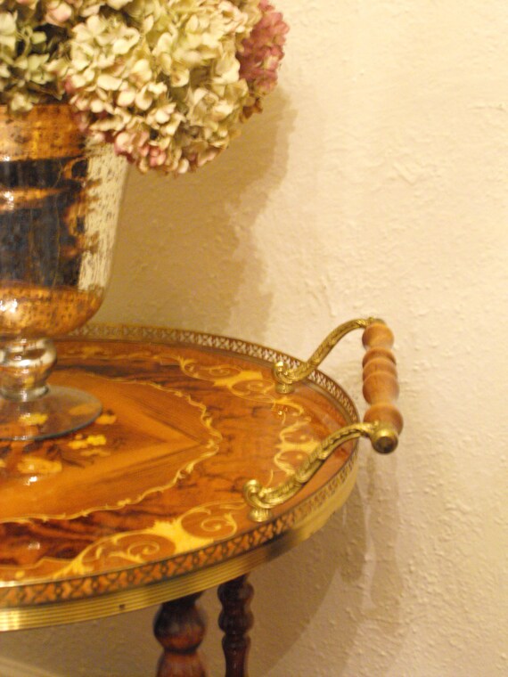 Italian Sorrento Marquuetry wood inlay rollong bar tea dessert