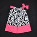 Hot Pink and Black Damask Valentine's Pillowcase Dress - Baby Pillowcase Dress - Little Girls Dress - Toddler Dress - Michael Miller