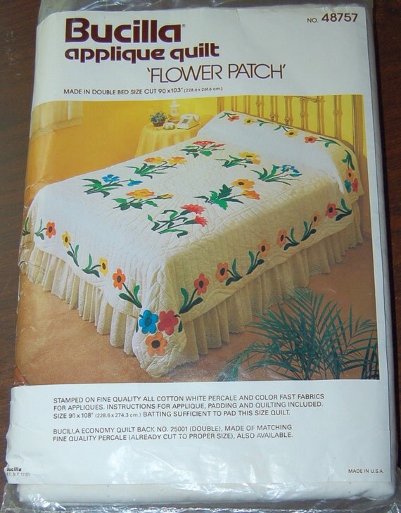 Vintage Bucilla applique Quilt kit Flower Patch double quilt