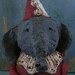 Primitive Elelphant CIRCUS CLOWN, OOAK, hand-sculpted from papier mache