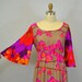 Vintage Hawaiian maxi dress / floral print /1960s / small