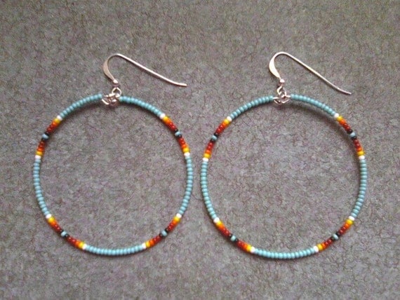 Native American Beaded Hoop Earrings