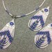 Handbeaded White Purple/Blue Necklace/Earring Set