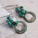 Rustic Earthy Earrings / Woodland Earrings / Turquoise Earrings / Dangle Earrings / Brass Earrings