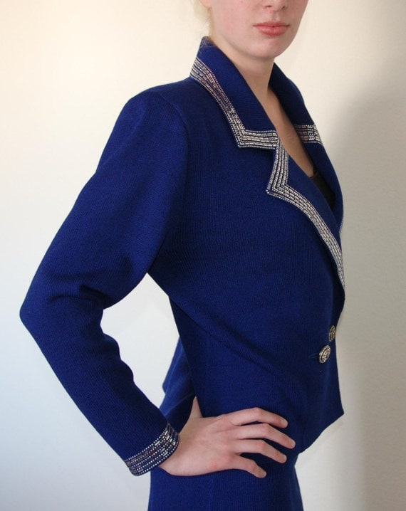 Vintage Blue St John knit suit size 10