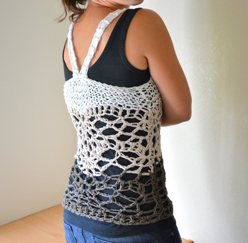 Knit Crochet Tank Top Pattern Boho Hippie Mesh by theGoodShnit