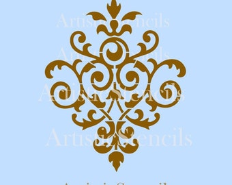 STENCIL Vintage Damask Wallpaper Background No 37 10x8.4