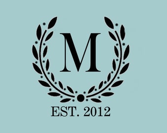 STENCIL Custom Your Initial Monogram Wreath - Various Sizes