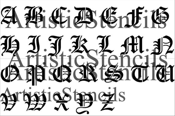 STENCIL Old English 3 Inch Uppercase Alphabet Free US