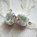 12x10 Swarovski Crystal AB Rhinestone Oval Mounted in Silver Prong Settings Qty 1 Pair