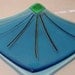 Metallic Gem And Fire Rods Embedded In Transparent Turquoise Blue Kiln-Formed Fused Glass Server 141