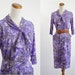 Reserved for Shirley--Vintage Day Dress -- Purple Gray Ascot Tie -- Large XL