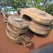 Antique Barn Pulley Pair - Wood Block and a Double