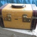 Vintage Tweed Train Case with Leather Trim in Faux Alligator - Carson Quality Luggage