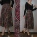 Vintage 70s Great Britain JEWEL TONES Paisley Pleated MIDI Skirt xs Small