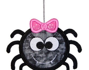 Cute Girly Spider Applique Machine Embroidery Design - 3 Sizes