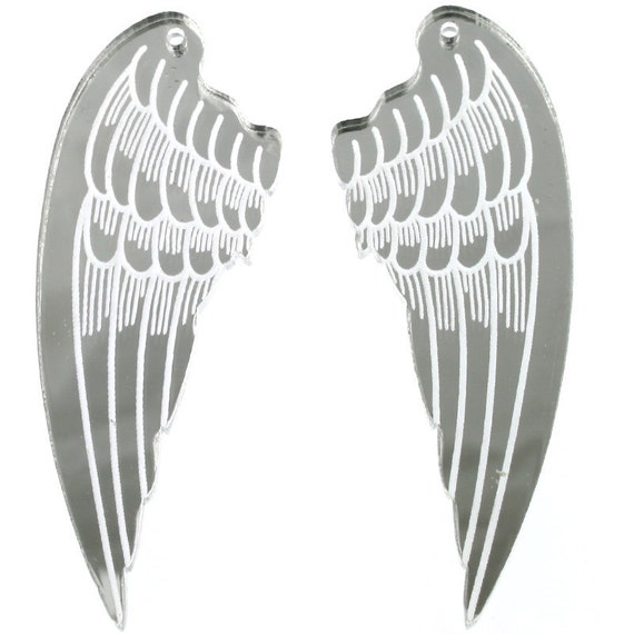 Items similar to A47 2 x Large Angel Wings Laser Cut Acrylic Pendants ...