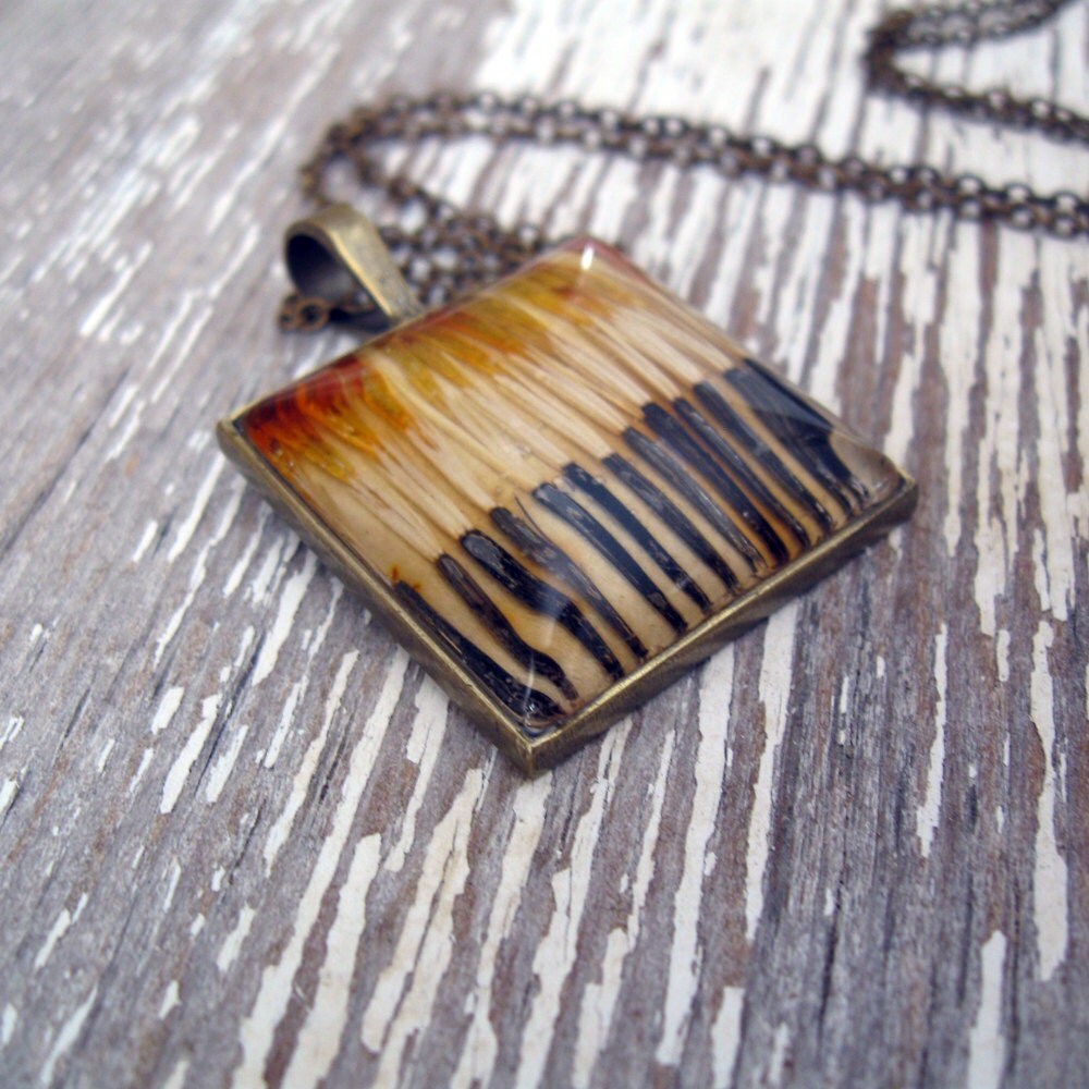 Gone to Seed Real Marigold Necklace Pressed Flower Jewelry