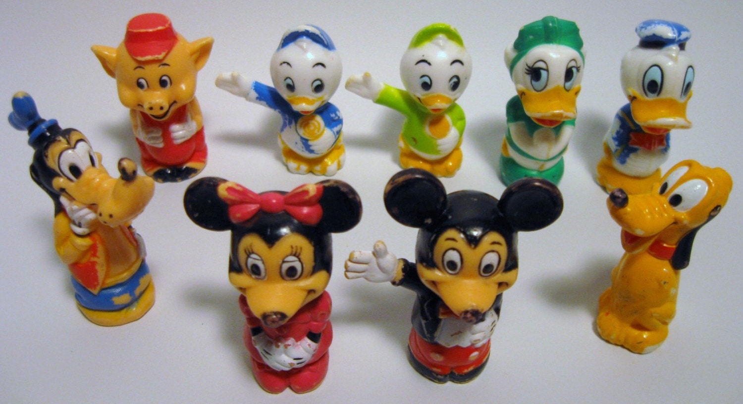 Vintage Disney pencil pen toppers Mickey Minnie Mouse Donald