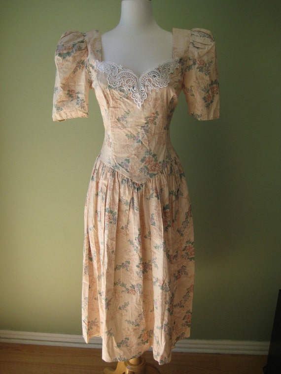 SALE 1980 Vintage Jessica McClintock Floral Dress In Soft   Il 570xN.169893667 