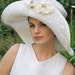 White Straw Wide Brim Kentucky Derby Hat with Magnolias