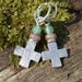 Silver and tourmaline and aventurine Cross earrings