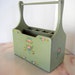 Vintage Mint Green Wooden Napkin and Silverware Holder