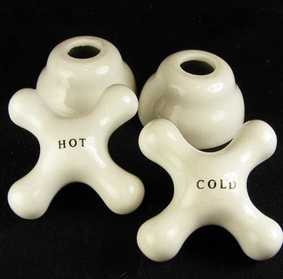 Vintage porcelain faucet handles.............. hot and cold