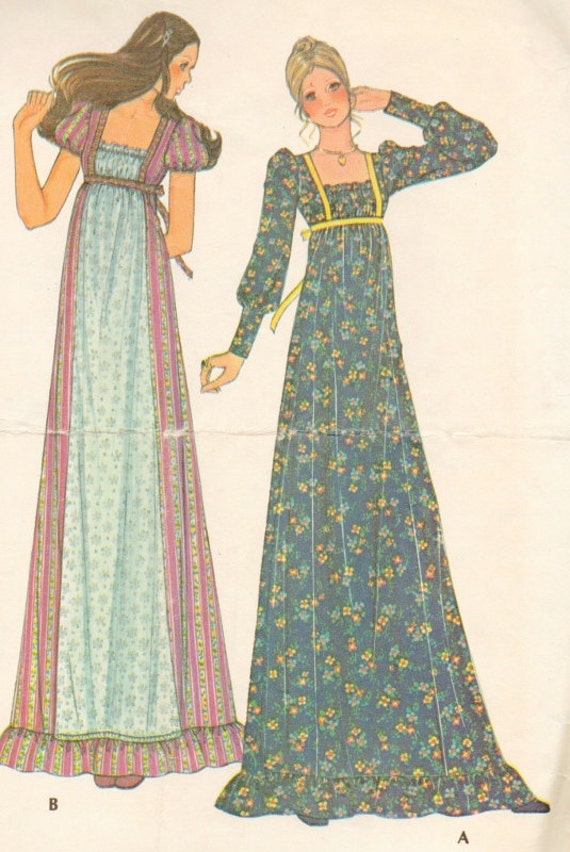 Vintage Romantic Long Dress Pattern BOHO Prairie Princess