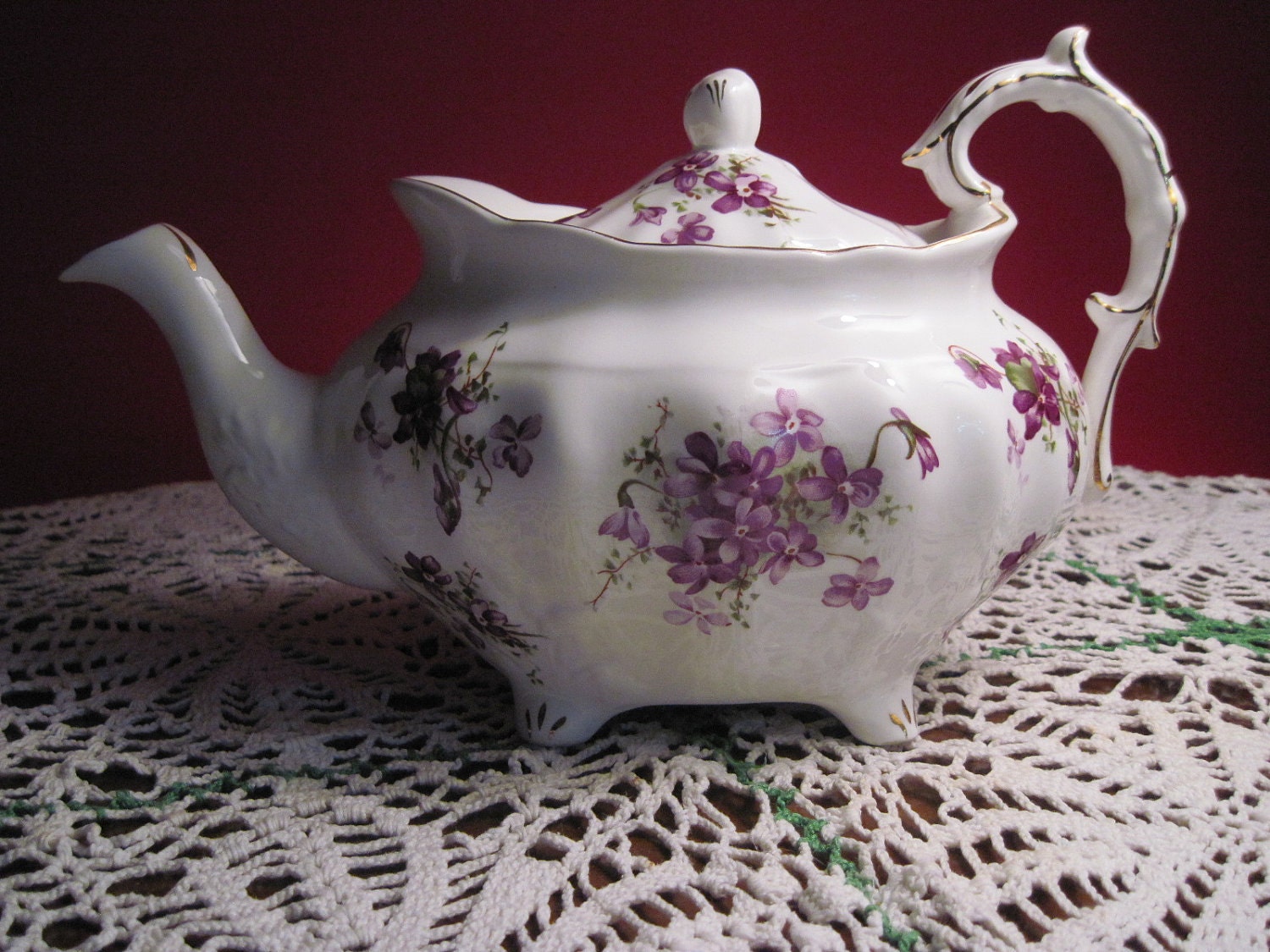 Hammersley Victorian Violets Teapot Large Free teacup in